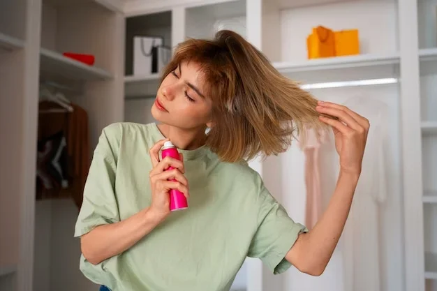 Un homme avec des cheveux épais et polies de manière régulière avec un produit après-shampooing hydratant et un masqu...