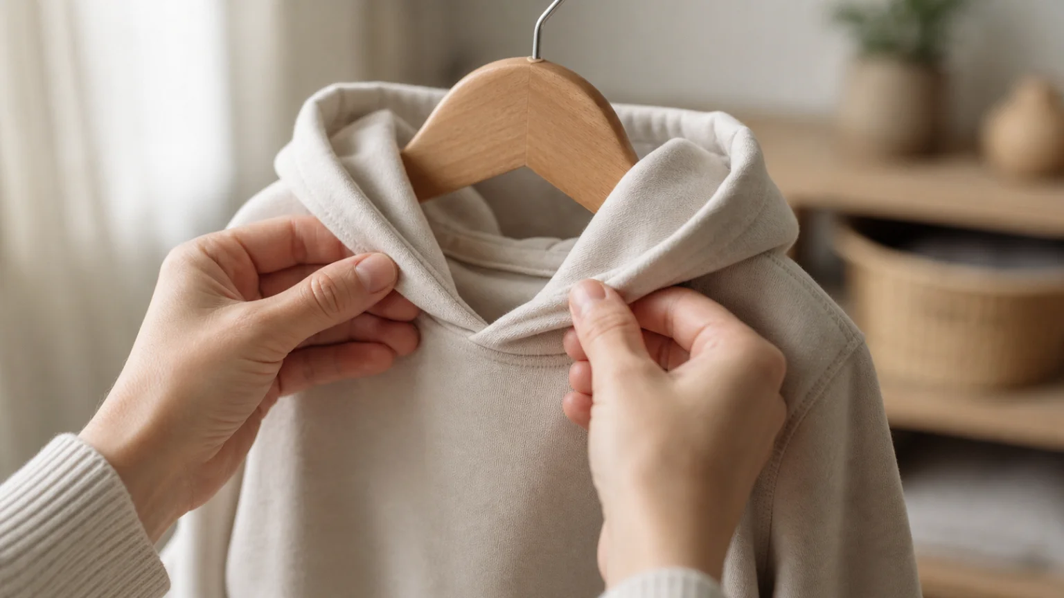 Contrôle de la capuche d'un sweat pour enfant avant achat