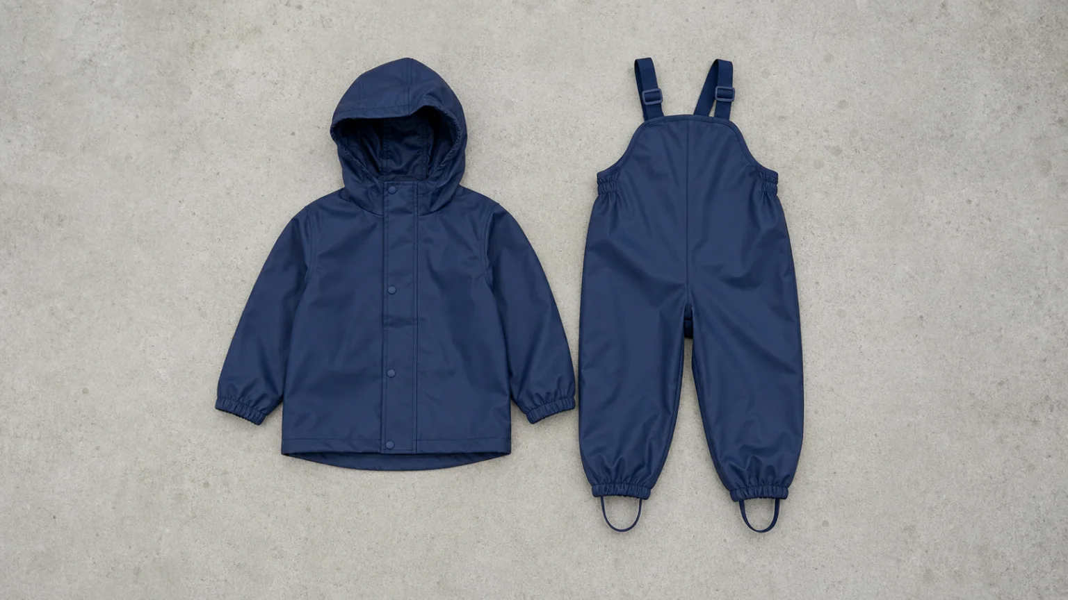 Ensemble de pluie enfant : veste à capuche et pantalon à bretelles